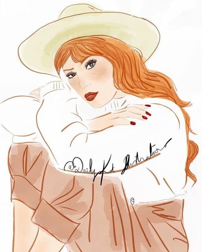 Femme au chapeau assise et rêveuse