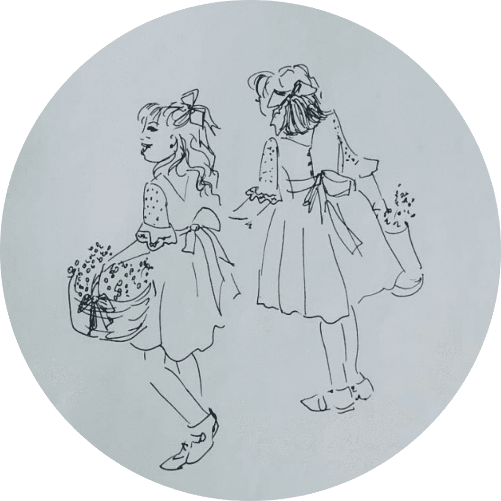 Illustration de deux petites filles modèles, DailyKat Illustratice de mode