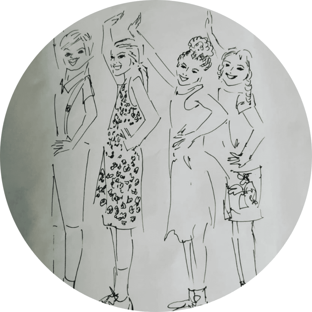 Des jeunes filles qui dansent, illustration au crayon noir