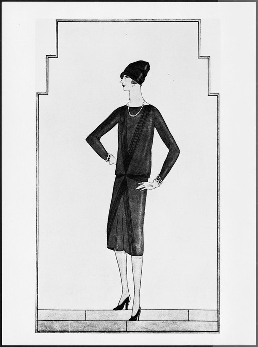 Premier dessin de Chanel de sa petite robe noire