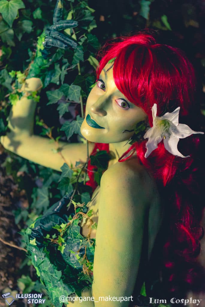 Bodypainting du personnage Poison Ivy, sur le modèle Morgane, artiste MakeUp