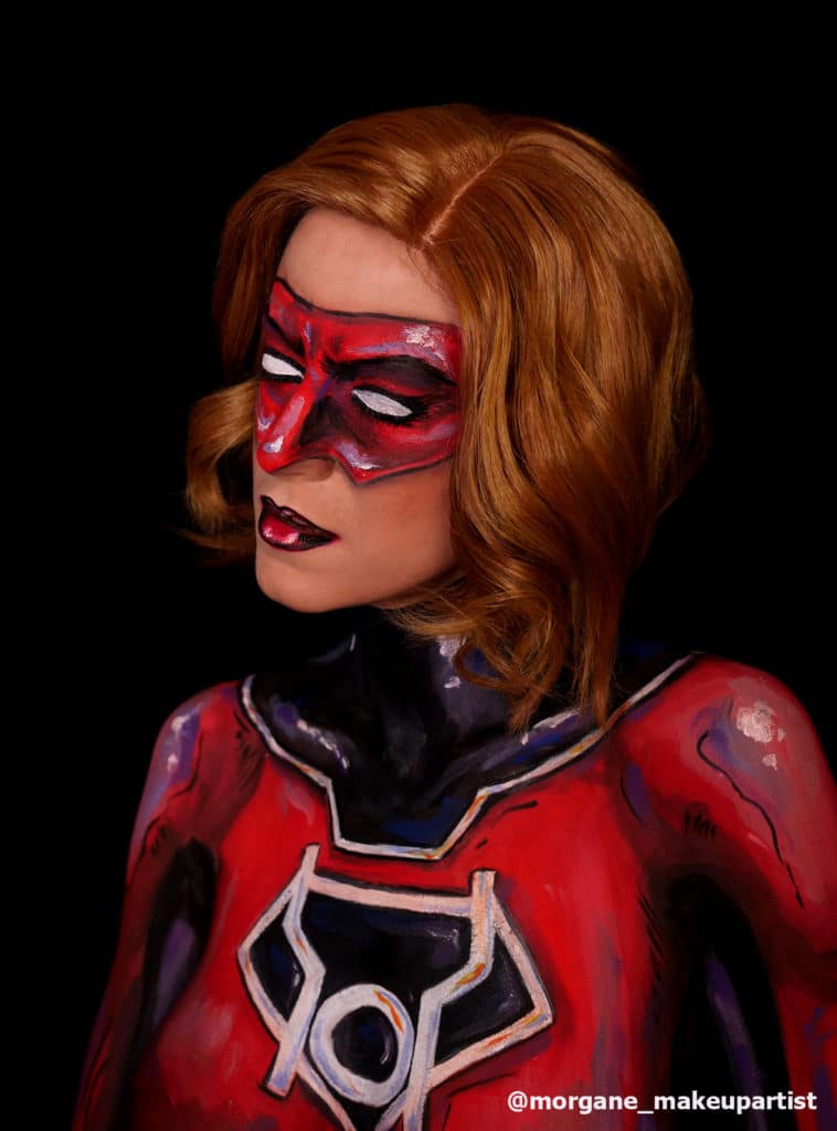 Body painting de Red lantern girl, sur le modèle Morgane