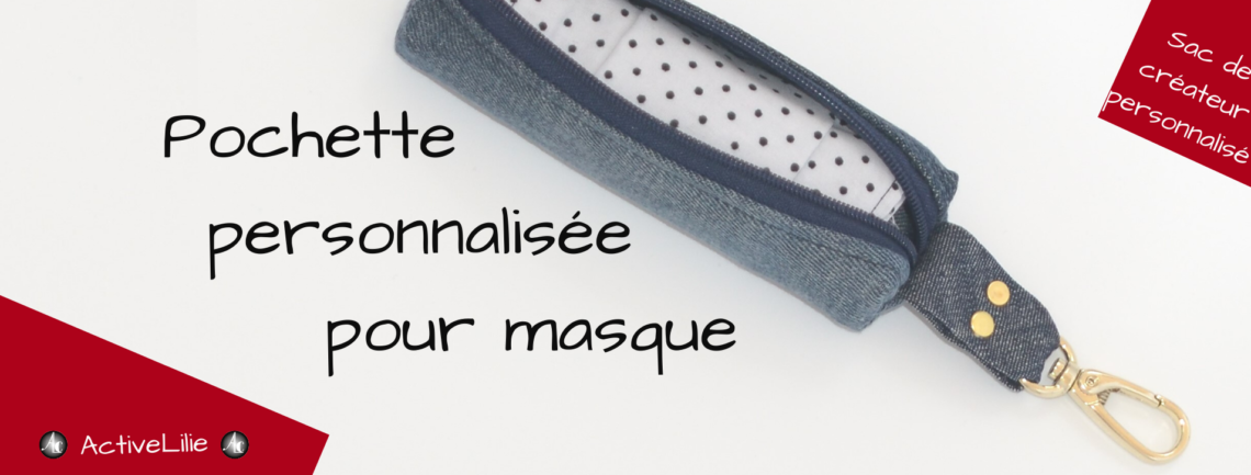 Pochettes personalisées pour masque en tissu, en Jean recyclé. Plus de 50 choix