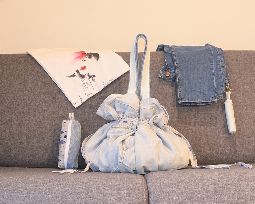Comment recycler tes vieux jeans avec élégance ? Le Midem, grand sac bourse, ActiveLilie Création