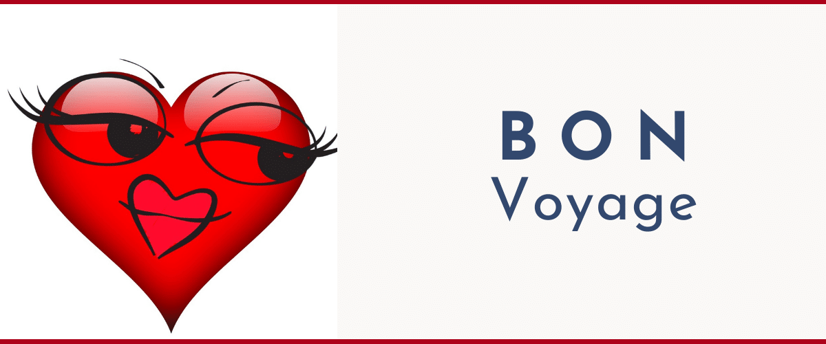 Cœur qui sourit pour souhaiter bon voyage
